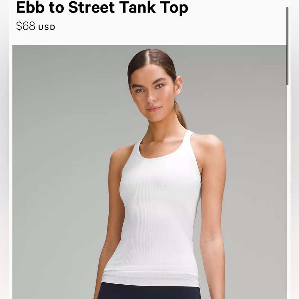 Lululemon Ebb to Street White Ribbed Tank